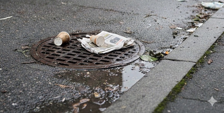 Odhozené odpadky na ulici mají vemi negativní dopad na provoz kanalizační sítě